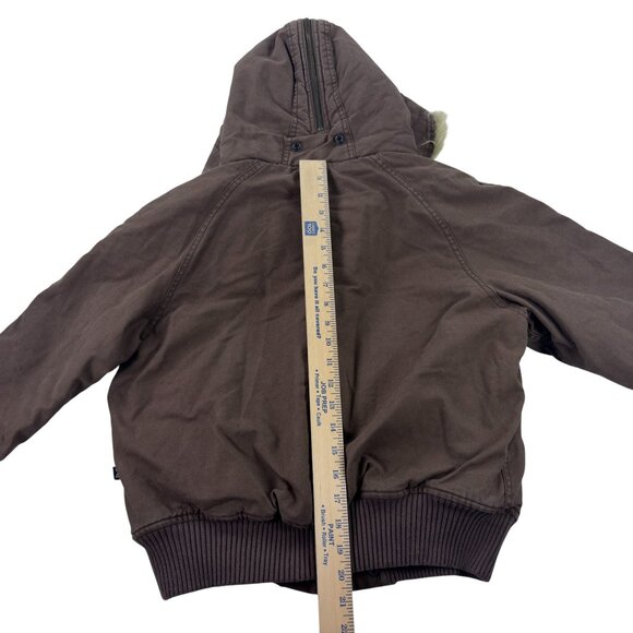 Vtg NOS Alpha Industries Canvas Bomber Hooded Flight Jacket Womens Size L Brown - Picture 7 of 9